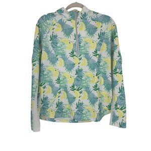 Pebble Beach Tropical Print Quarter Zip Pullover Size M